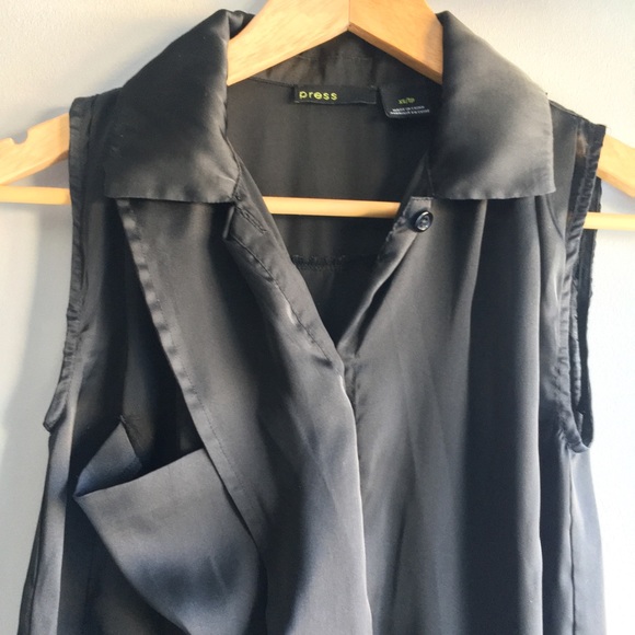 Press black ruffle tunic sleeveless blouse - XS - Picture 3 of 4